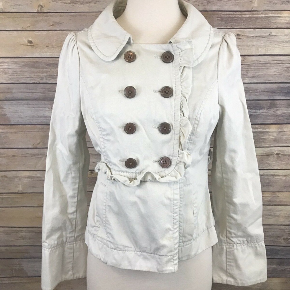 Anthropologie Idra 100% Cotton Ruffle Jacket coat